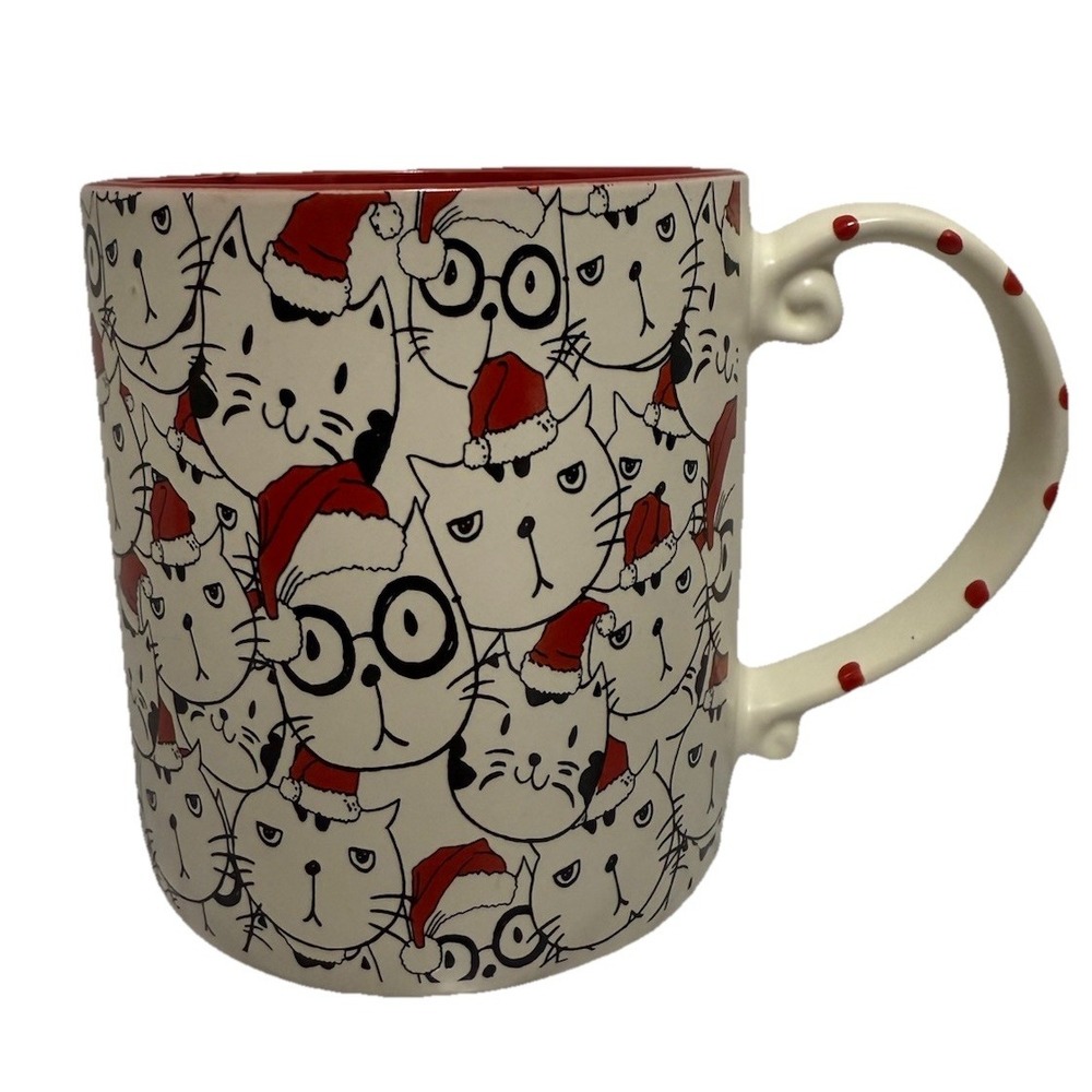 Spectrum Designz Meow Holiday Coffee Mug Cup Christmas Cats Kittens Santa Hats